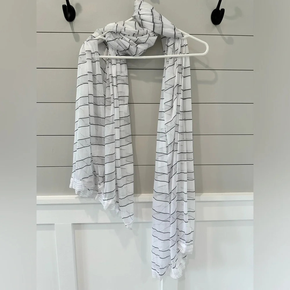 Lovely Airy Scarf With Lace Fringe 44” x 38”‎